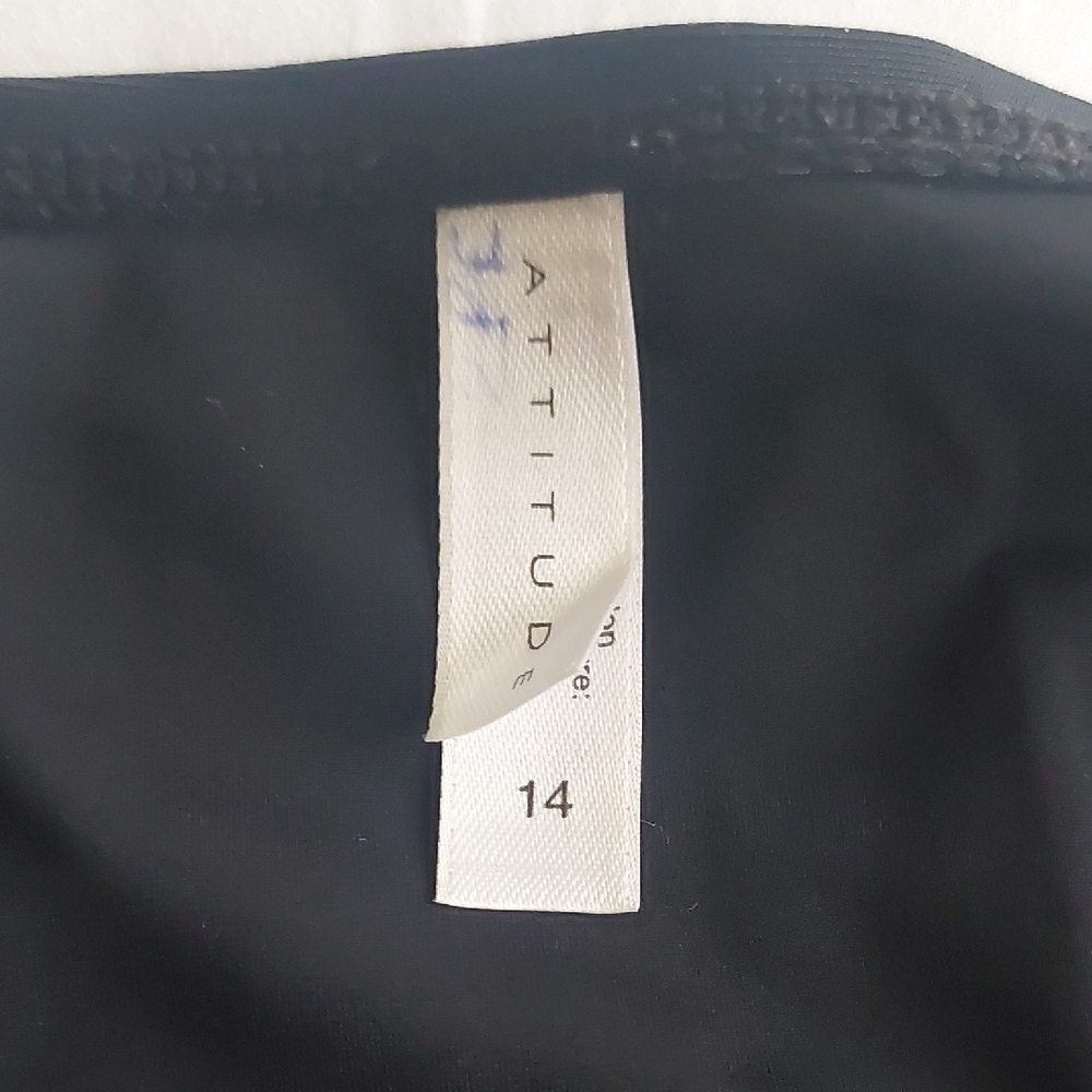ATTITUDE, Size 14, Black Swim Bottoms with Gold Accents - Picture 3 of 5